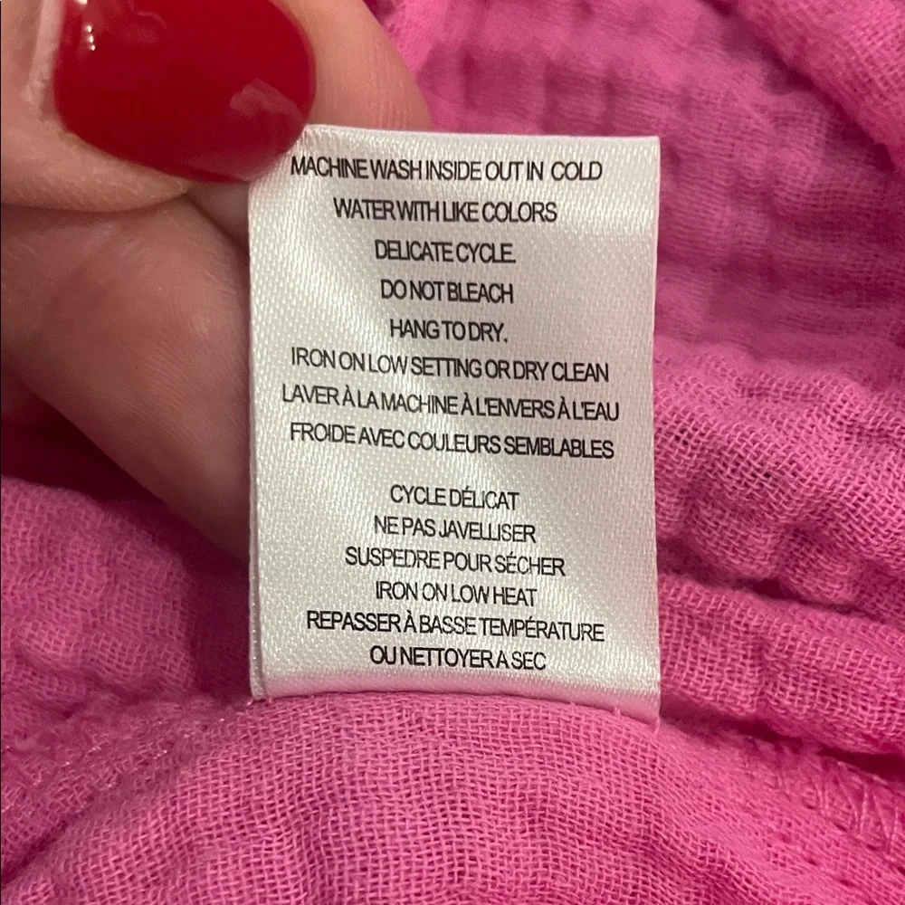 Pink Fuchsia Textured Cap Sleeve top soft size S - Picture 6 of 6